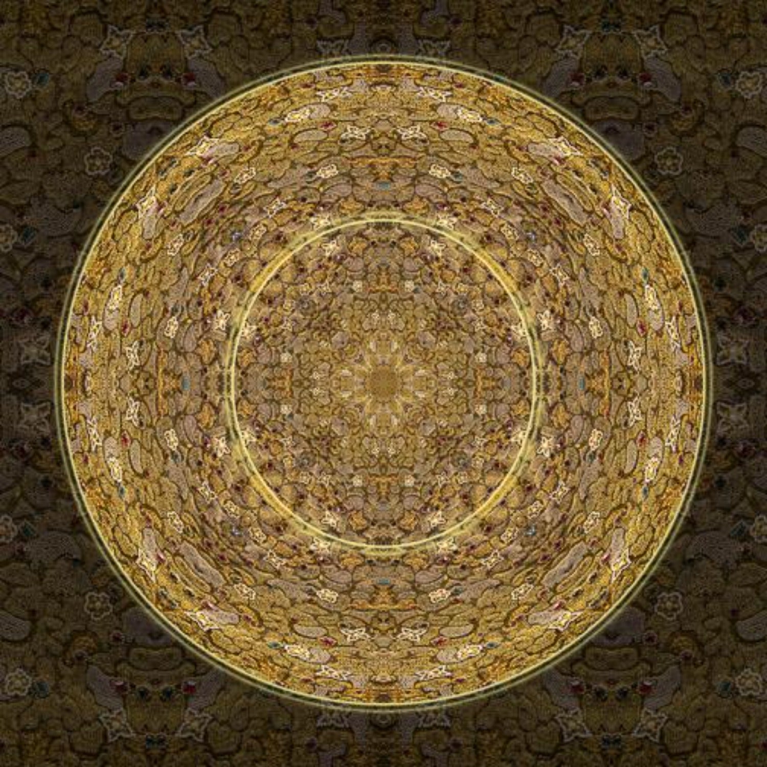 monochrome gold rich textured circle art