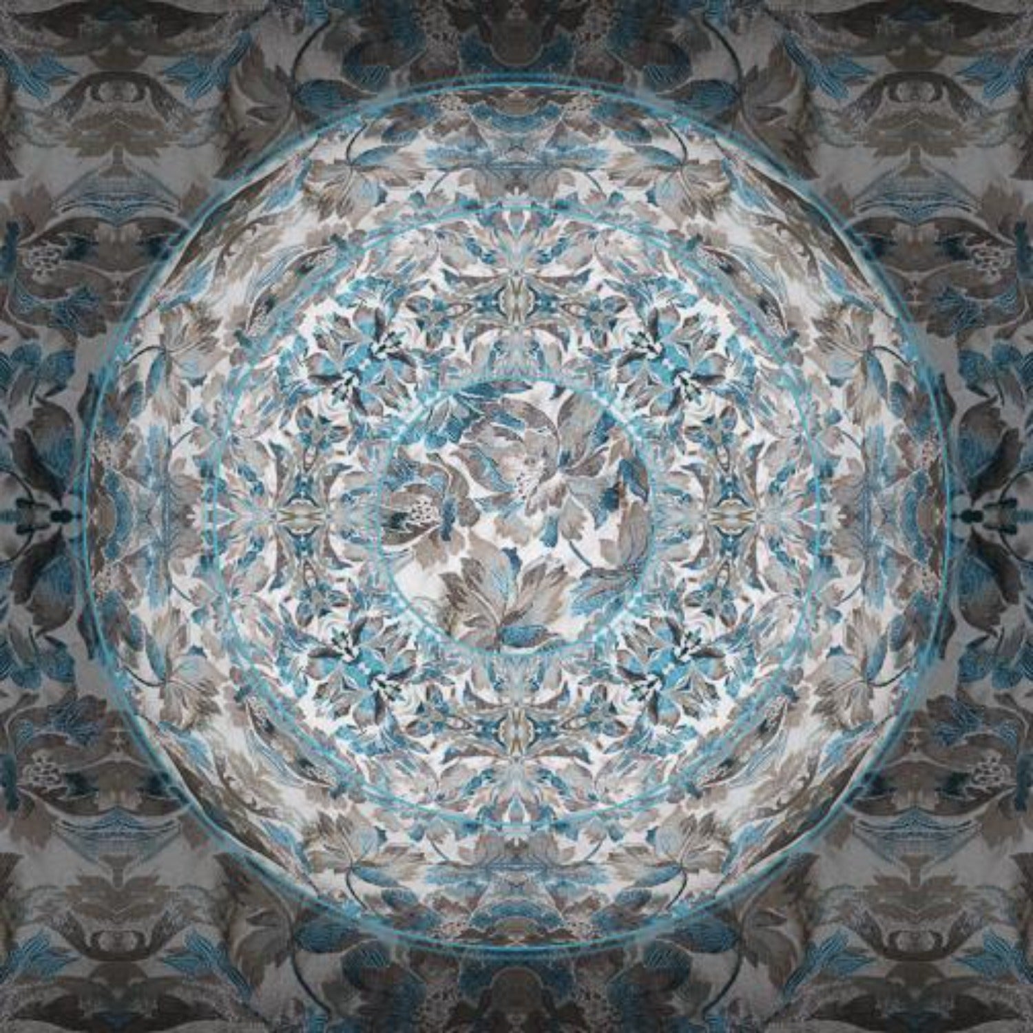 blue floral textured silk oculus fine art print